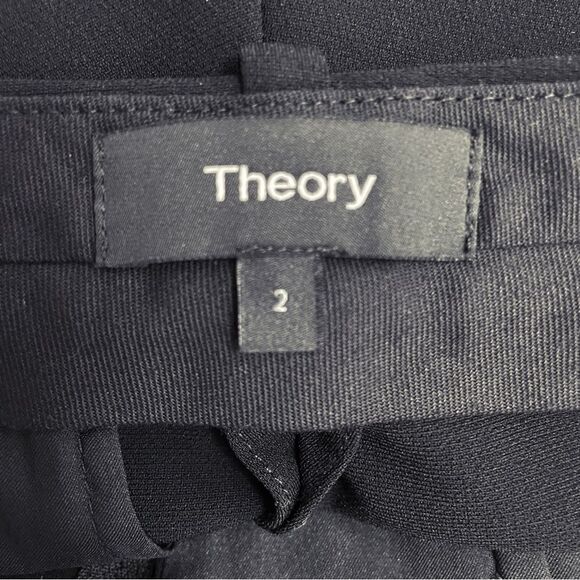 Theory Cropped Slim Pant Black Admiral Crepe Classic Dress Pants Women’s Size 2 - Picture 9 of 12